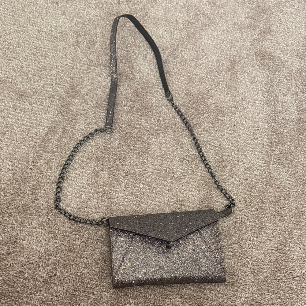 Neiman Marcus gunmetal Glitter Clutch Bag